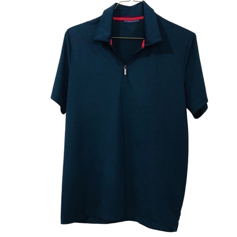 Perry Ellis polo dark blue 100% polyester size L ￼. A260